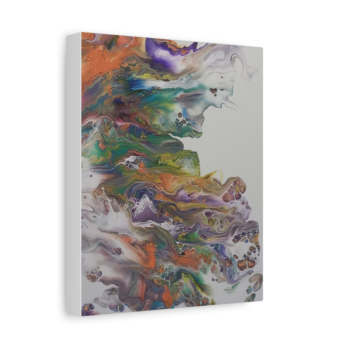 Acrylic pour painting with vibrant colors - canvas custom artwork - 8 by 10 inches
