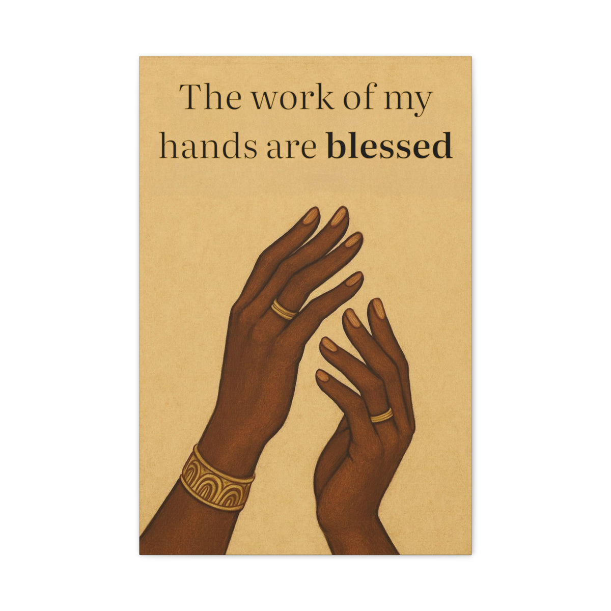 Blessed Hands Canvas Art - African American Christian Encouragement Stretched Matte Wall Decor
