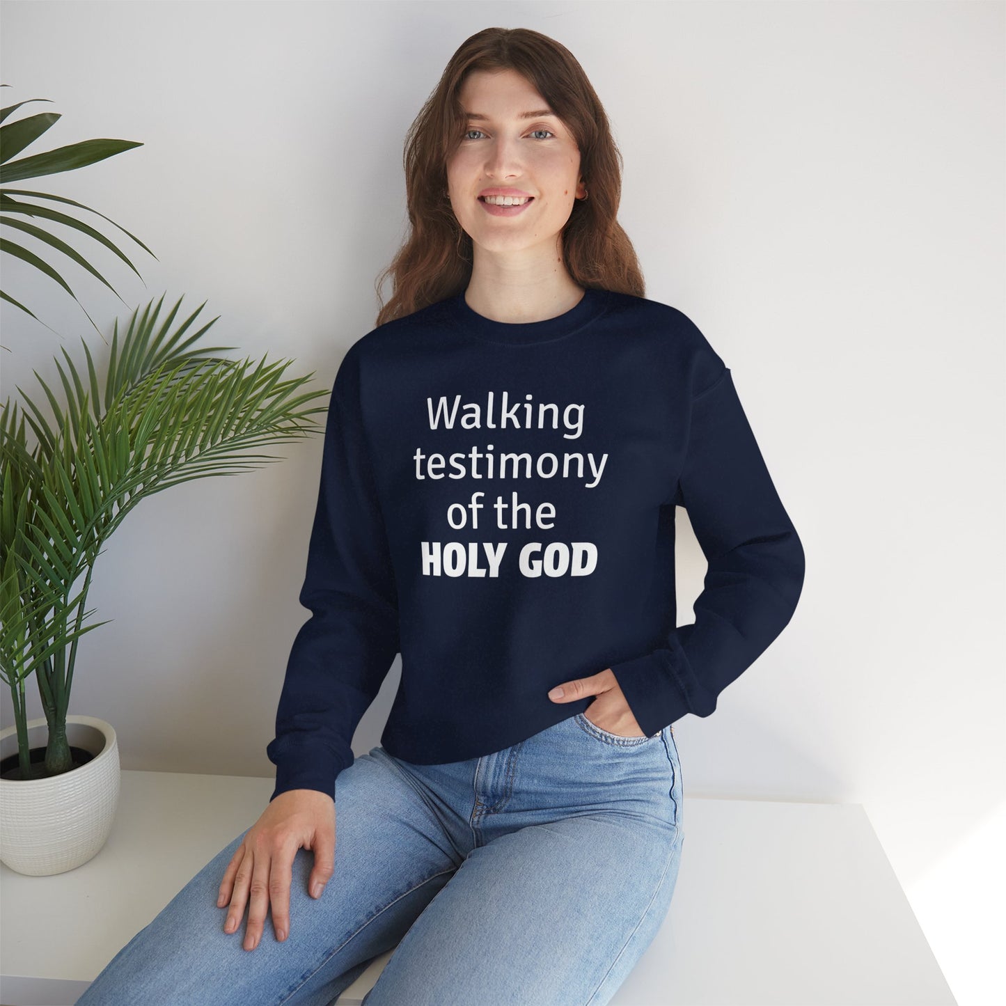 Cozy Unisex Heavy Blend Crewneck Sweatshirt 'Walking Testimony of the Holy God' - Inspire par Dieu
