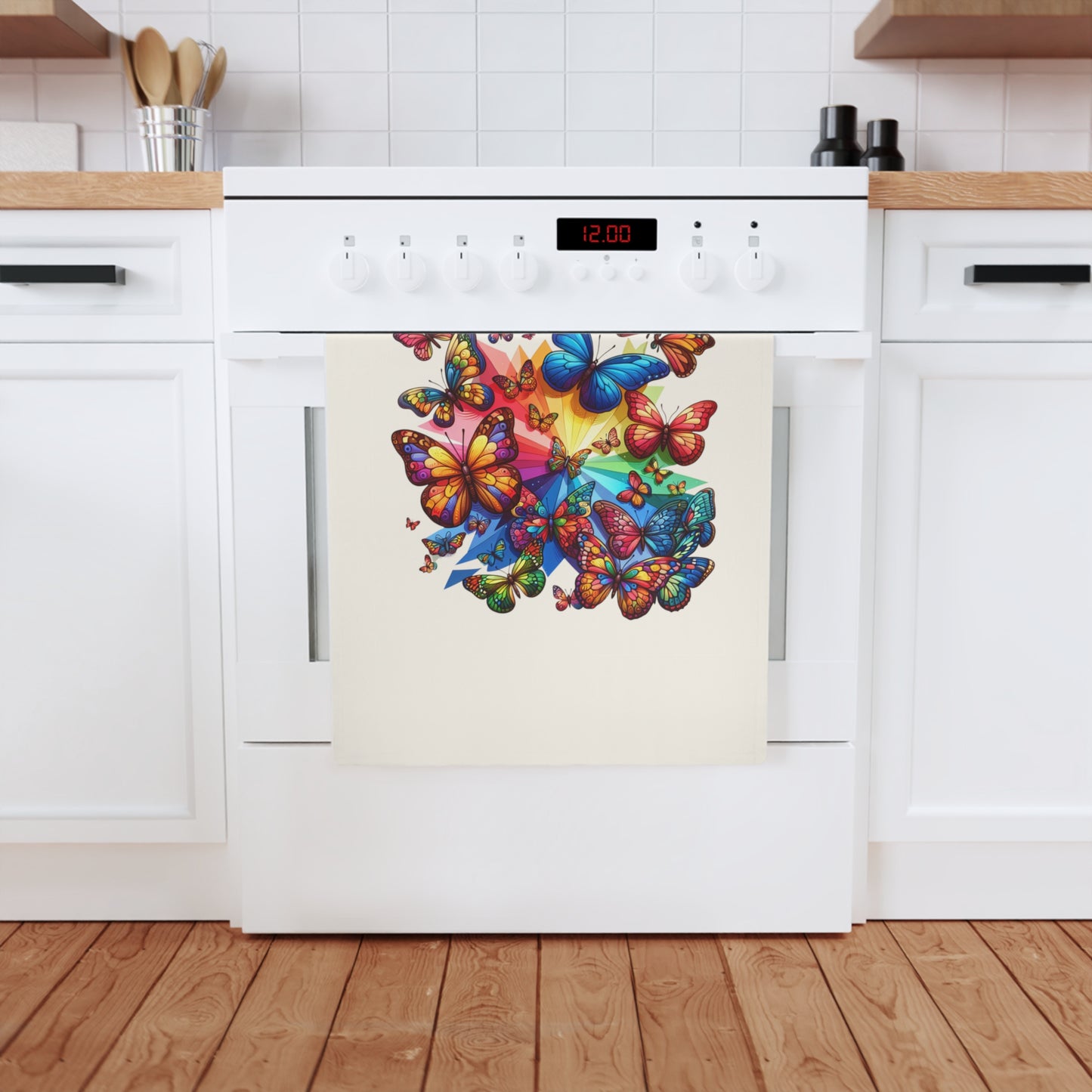 Vibrant Butterfly Cotton Tea Towel - Colorful Kitchen Décor