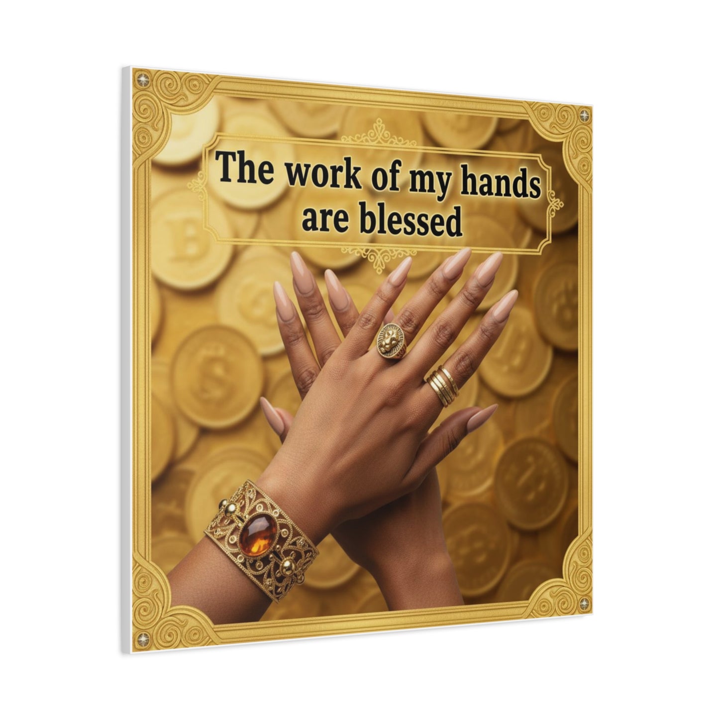 Blessed Hands Faith Canvas Art - Work of My Hands Are Blessed Spiritual Stretched Matte Wall Decor