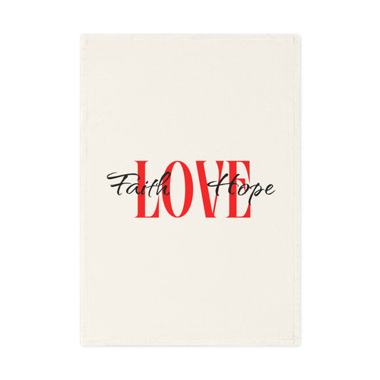 Inspirational Cotton Tea Towel - Love, Faith, Hope Design