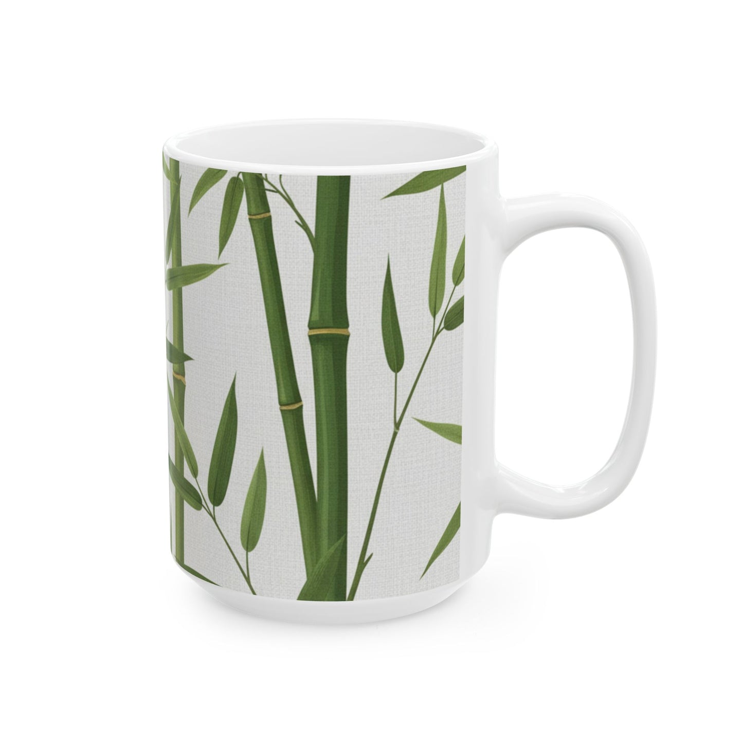 Bamboo Botanical Ceramic Mug — Green Bamboo Stalks Coffee Cup (11oz & 15oz)