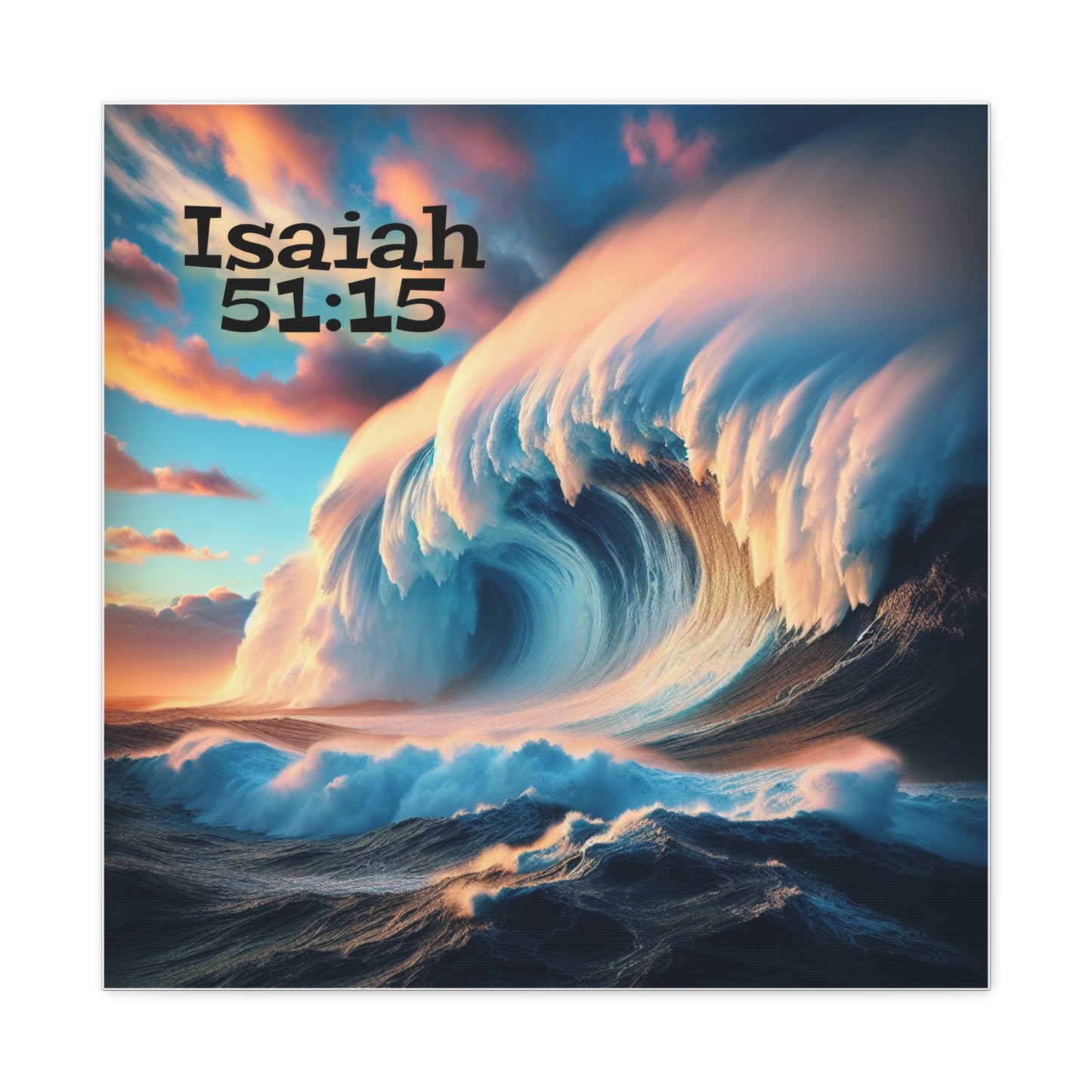 Isaiah 51:15 Ocean Wave Canvas Art - Whose Waves Roared Christian Stretched Matte Wall Decor