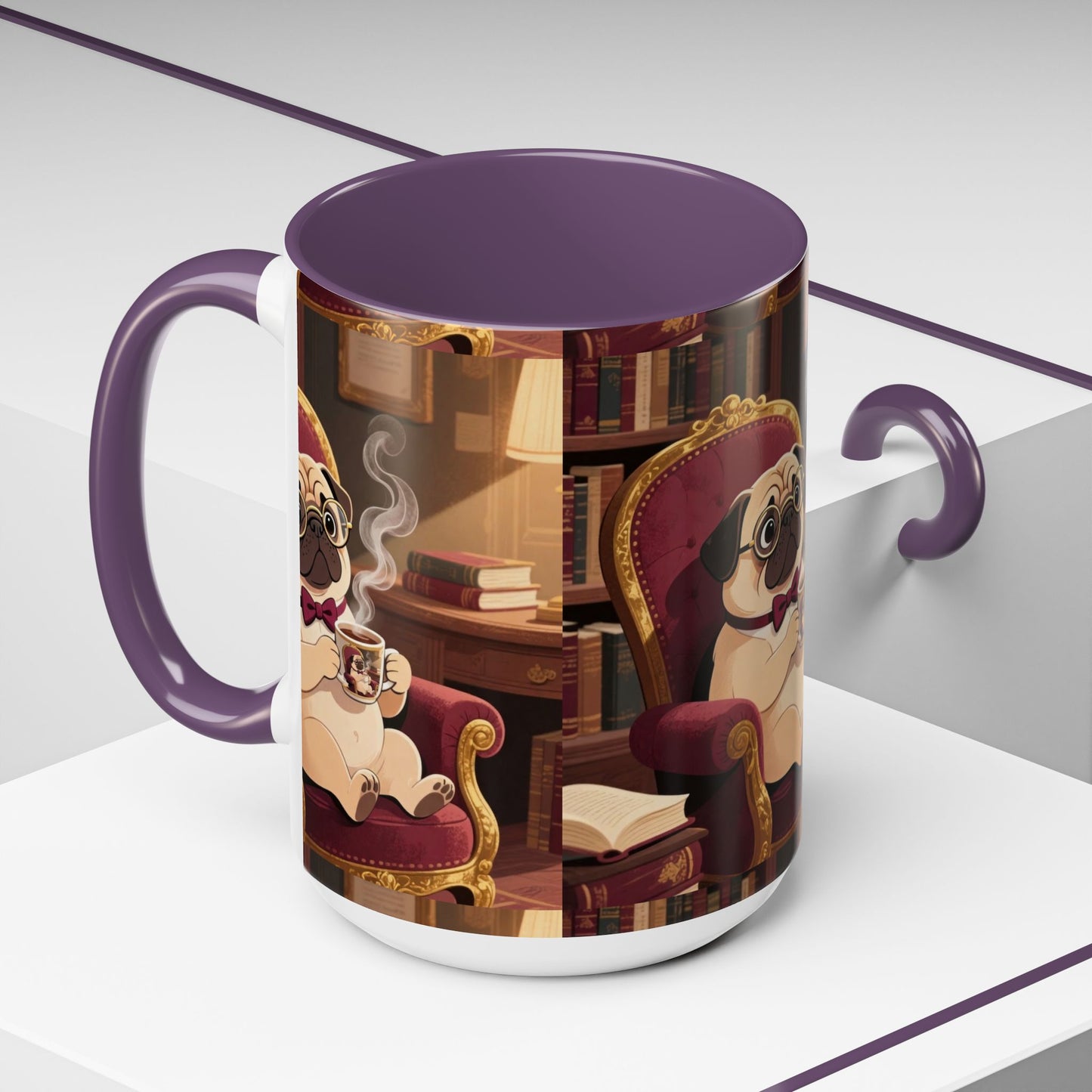 Pug in Armchair Coffee Mug — Cozy Literary Tea & Coffee Cup (11/15oz)