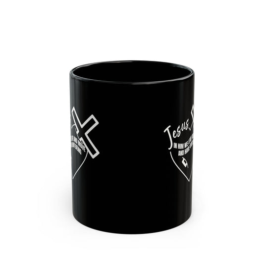 Inspirational Black Christian Mug - 11oz - Jesus Design for Faith and Motivation