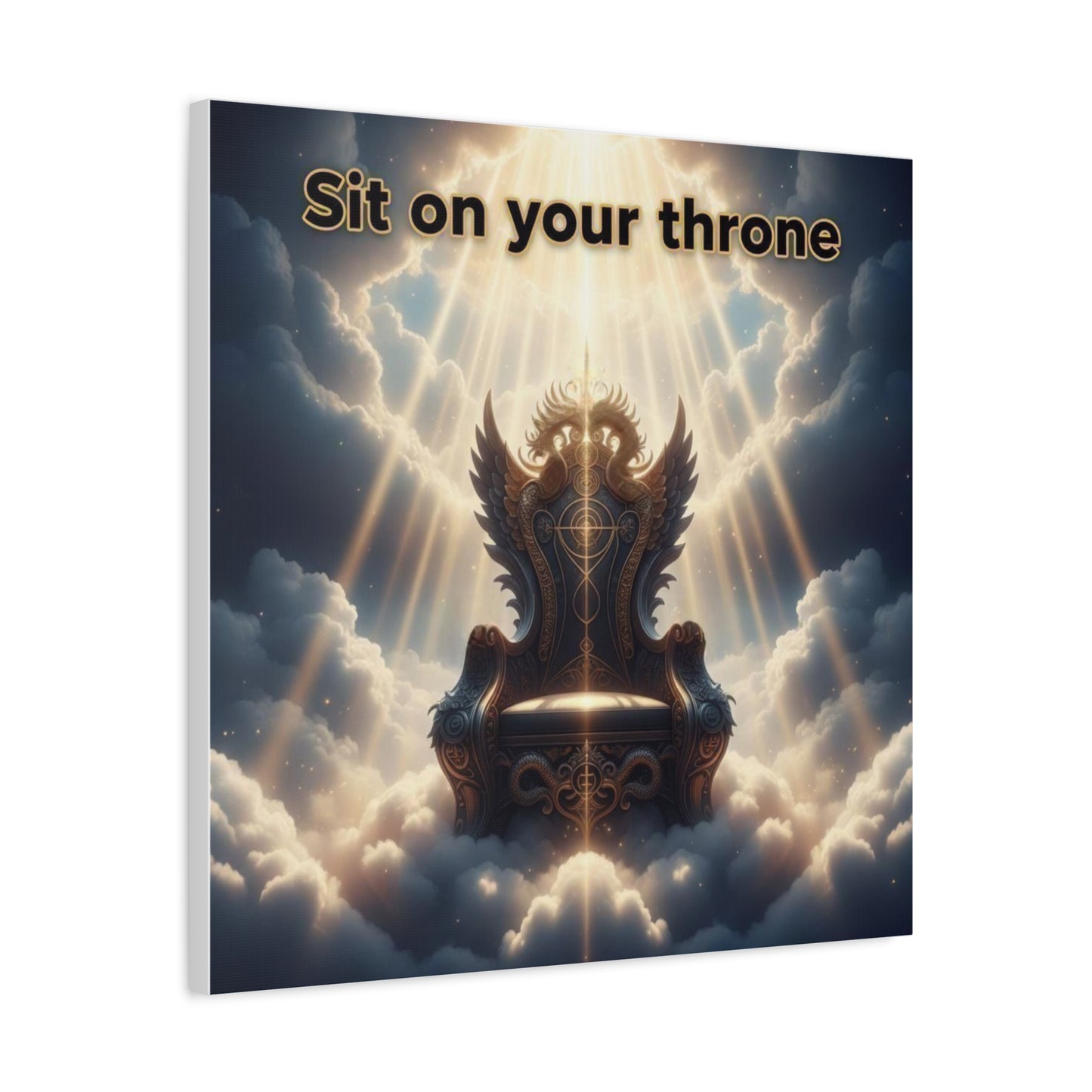 Majestic Throne Canvas Art - Heavenly Light Spiritual Christian Stretched Matte Wall Decor