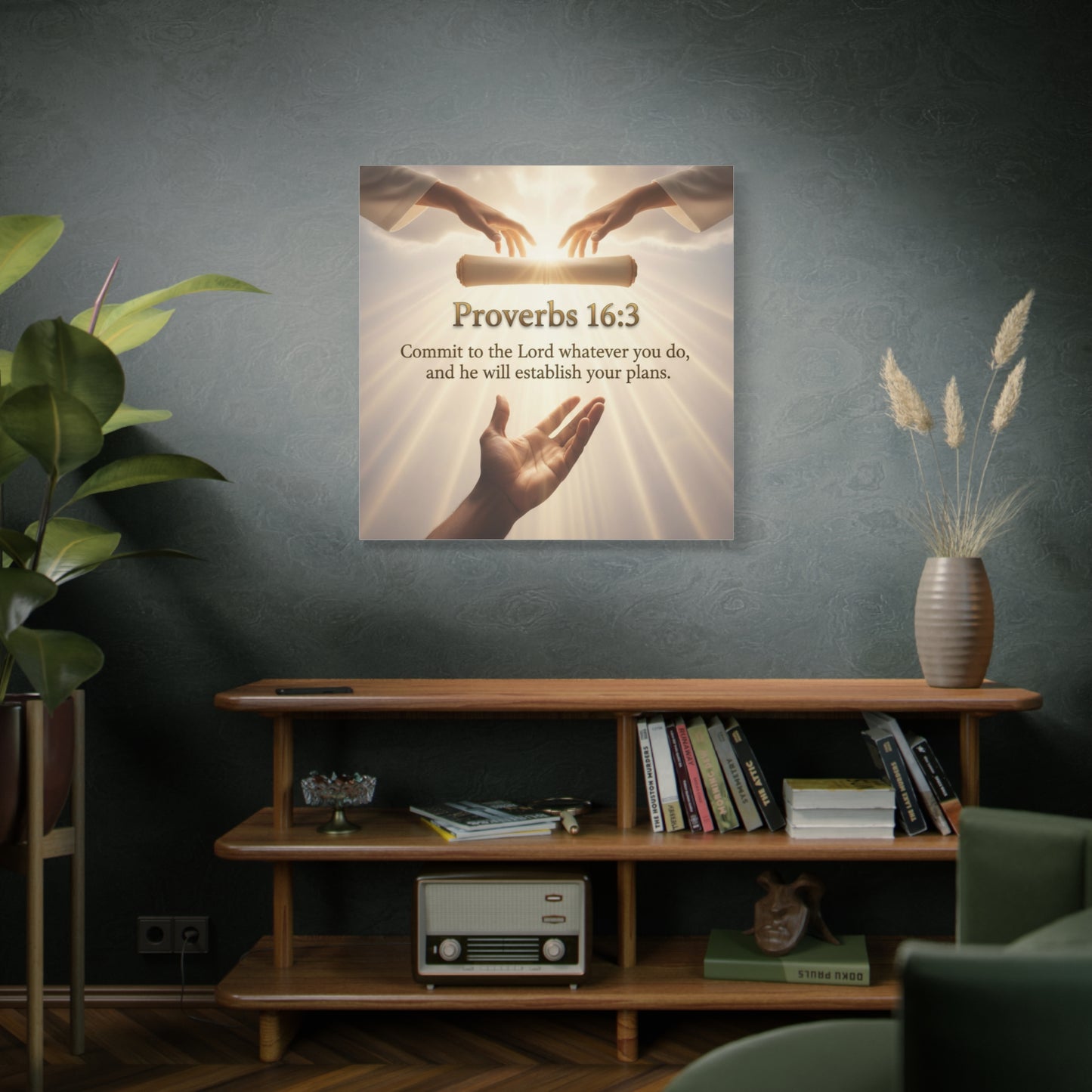 Proverbs 16:3 Canvas Print — "Commit to the Lord" Christian Wall Art, Motivational Faith Gift