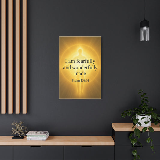 Psalm 139:14 Canvas Print — "Fearfully & Wonderfully Made" Christian Wall Art, Faith Decor Gift