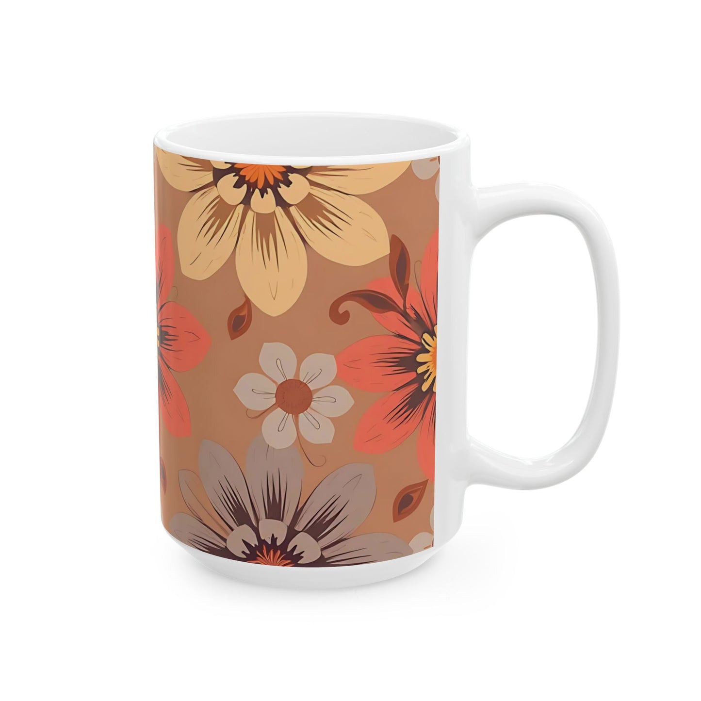Autumn Blossom Ceramic Mug — Vintage Floral Coffee Cup (11oz/15oz)