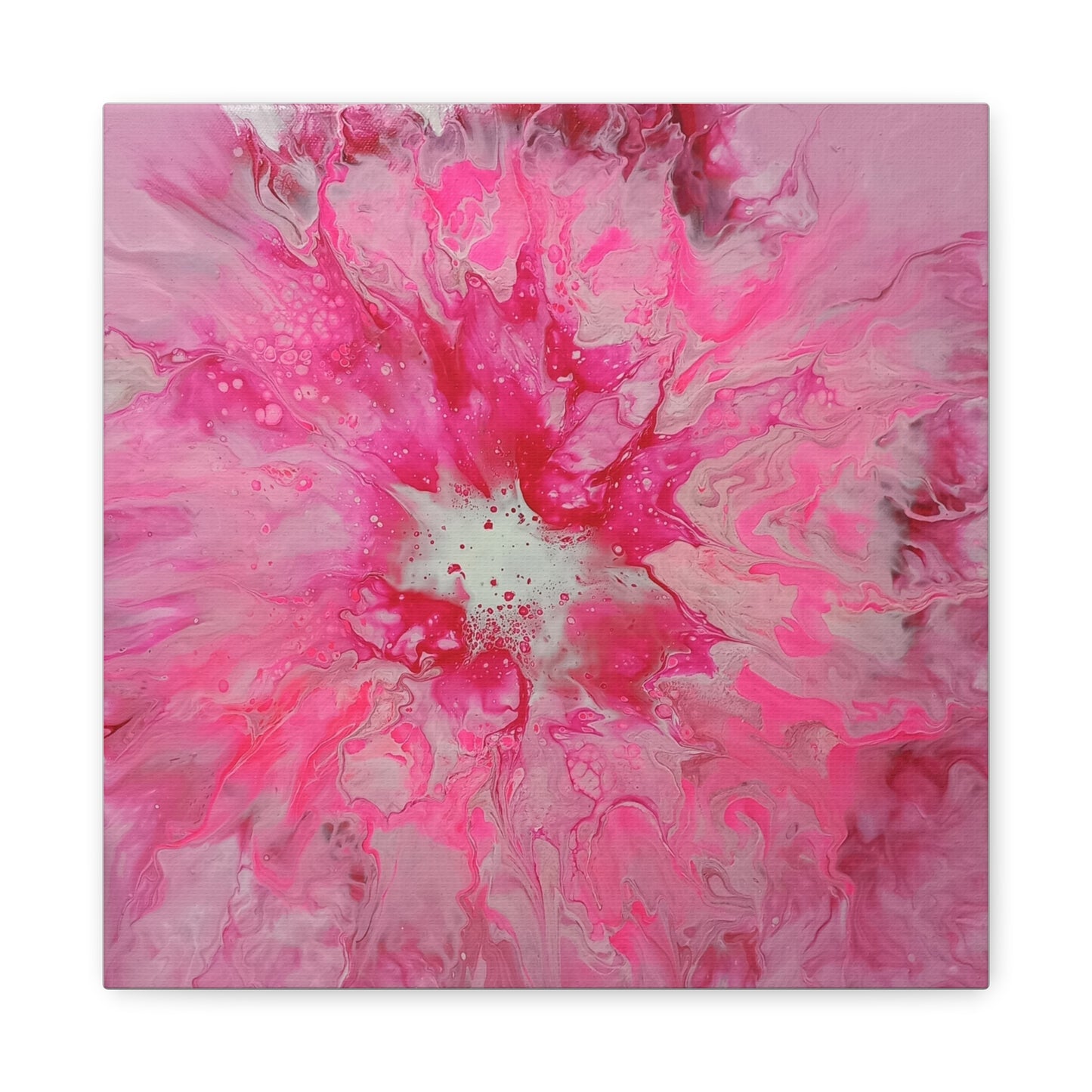 Pink Floral Explosion Canvas Art - Abstract Flower Stretched Matte Wall Decor