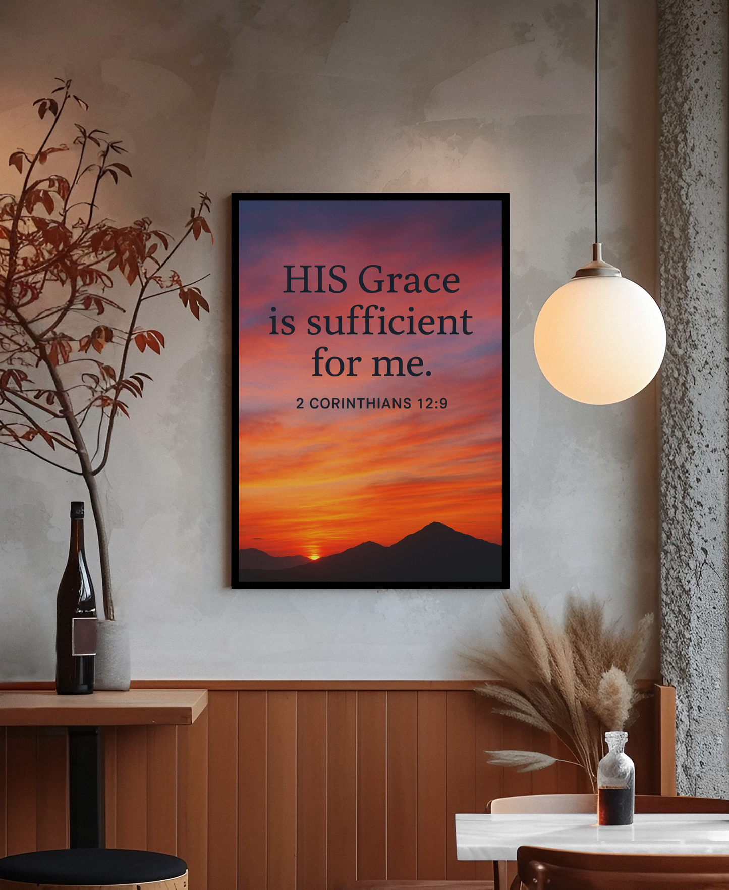 His Grace Is Sufficient Canvas Wall Art — Christian Scripture Print, Uplifting Faith Gift