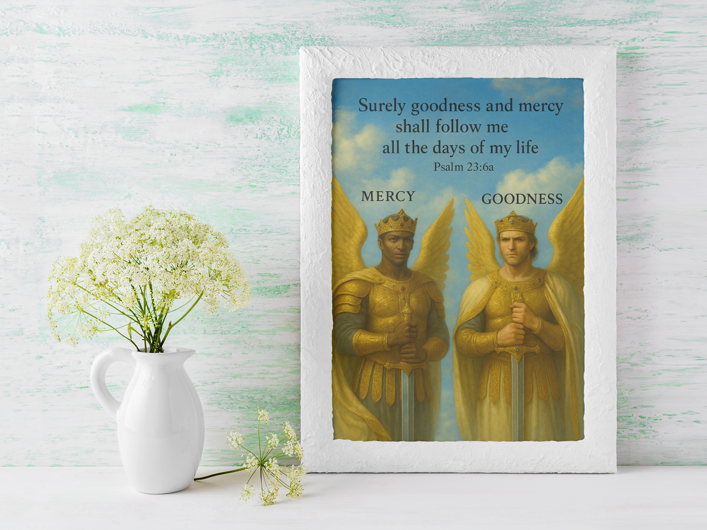 Psalm 23:6 Canvas Print — "Goodness & Mercy" Christian Inspirational Wall Art, Faith Decor Gift