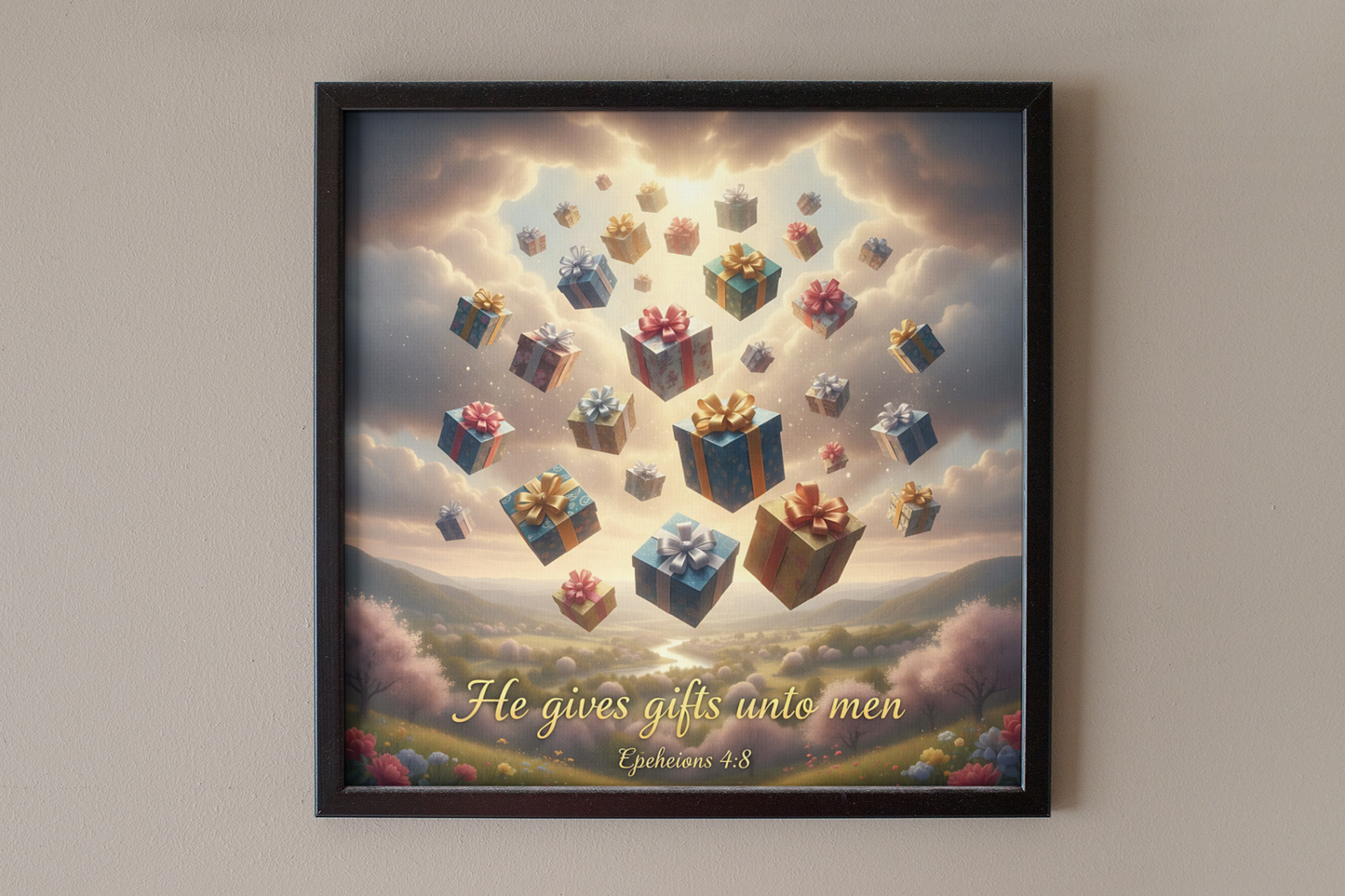 Ephesians 4:8 Canvas Print — "He Ascended" Christian Inspirational Wall Art, Religious Faith Gift