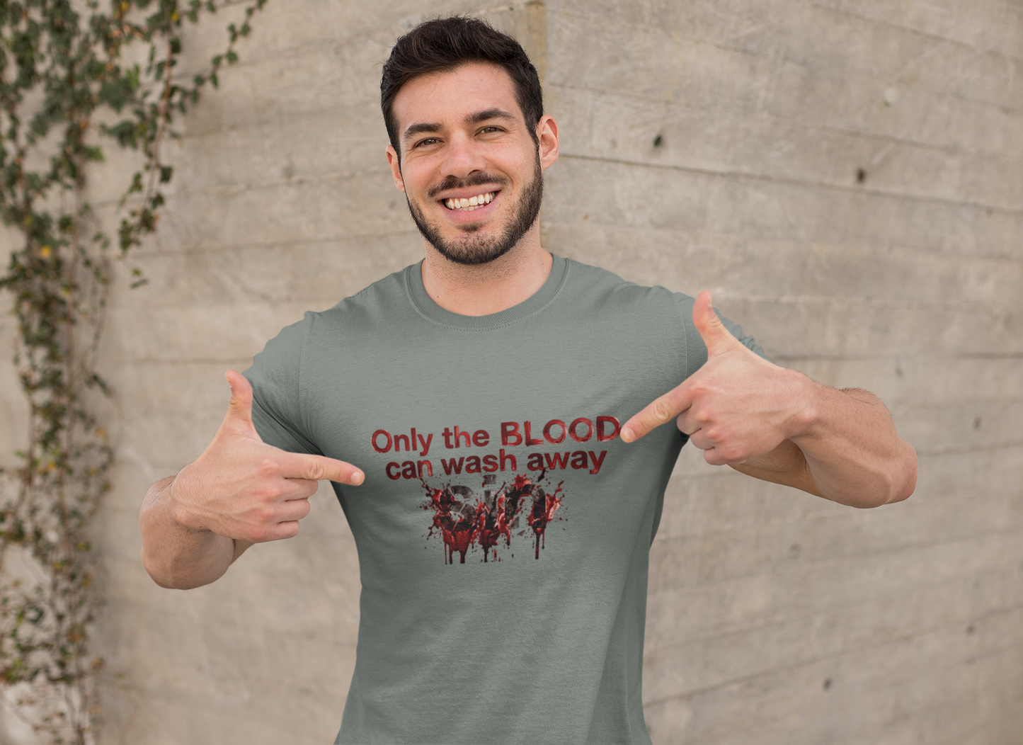 Graphic T-Shirt "Only the BLOOD Can Wash Away Sin" - Gothic Christian Message Tee