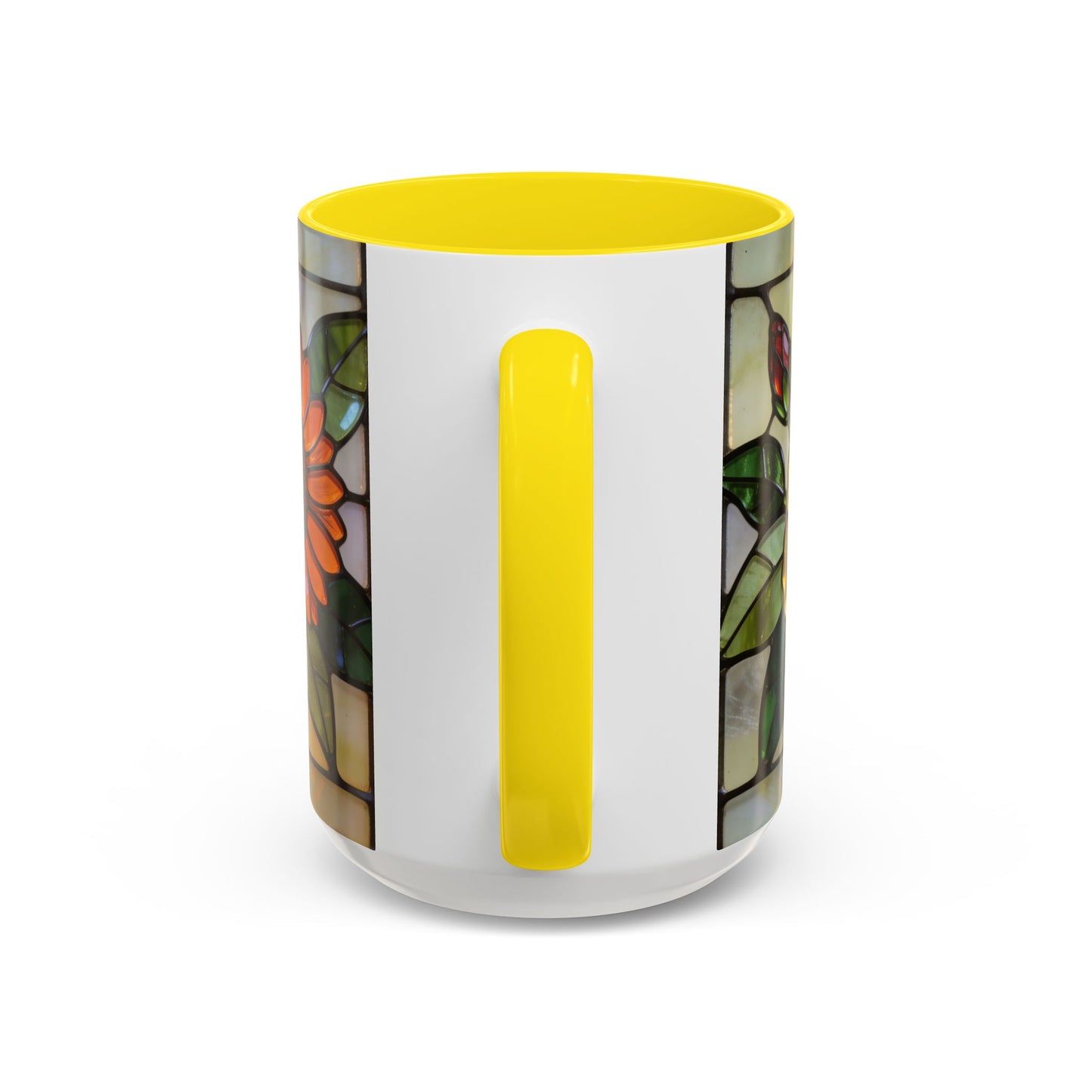 Floral Stained Glass Accent Coffee Mug – Hibiscus & Sunflower Design (11/15oz)