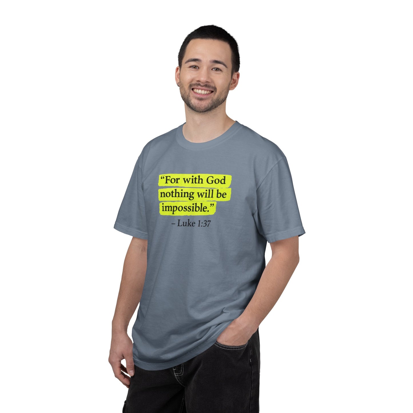 Luke 1:37 Bible Verse T-Shirt — "With GOD all things are possible" Faith Tee