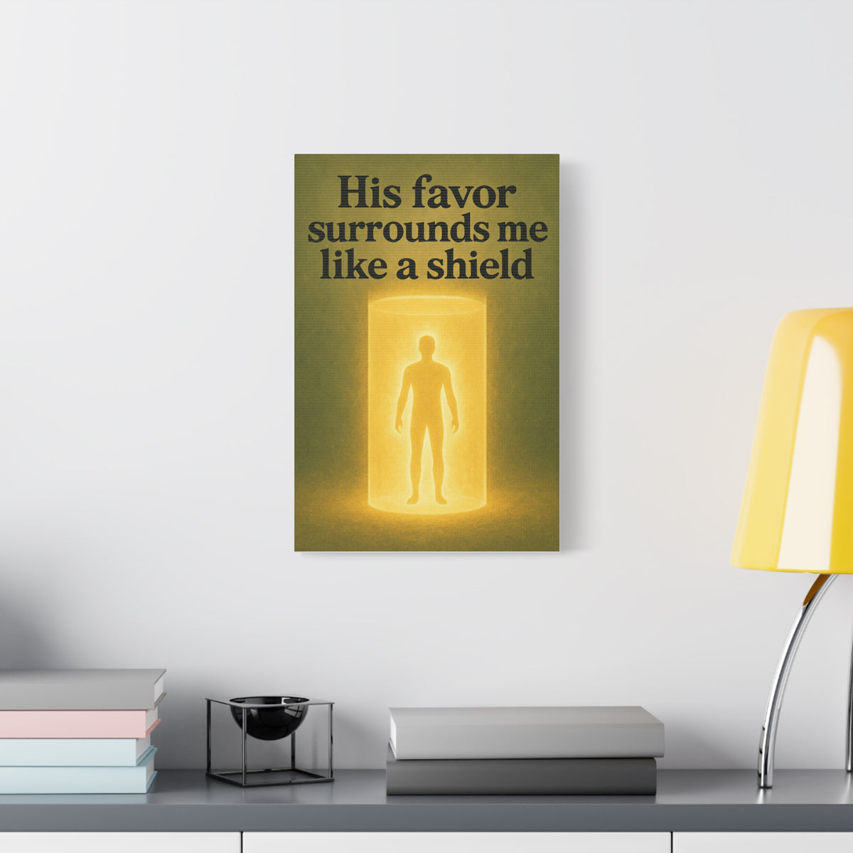 Religious Quotes Canvas Art - Protection & Favour Christian Stretched Matte Wall Decor