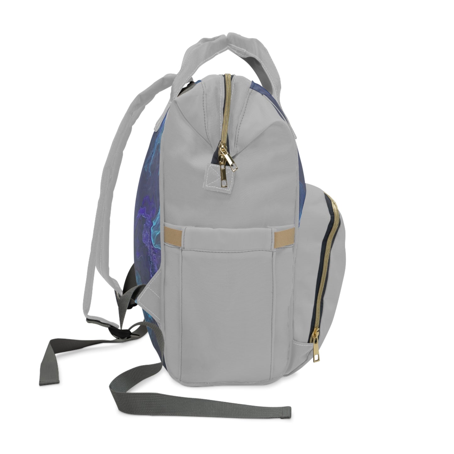 Acrylic Pouring Art Diaper Backpack — Cool Colors Design, Multifunctional Baby Bag & Mom Gift