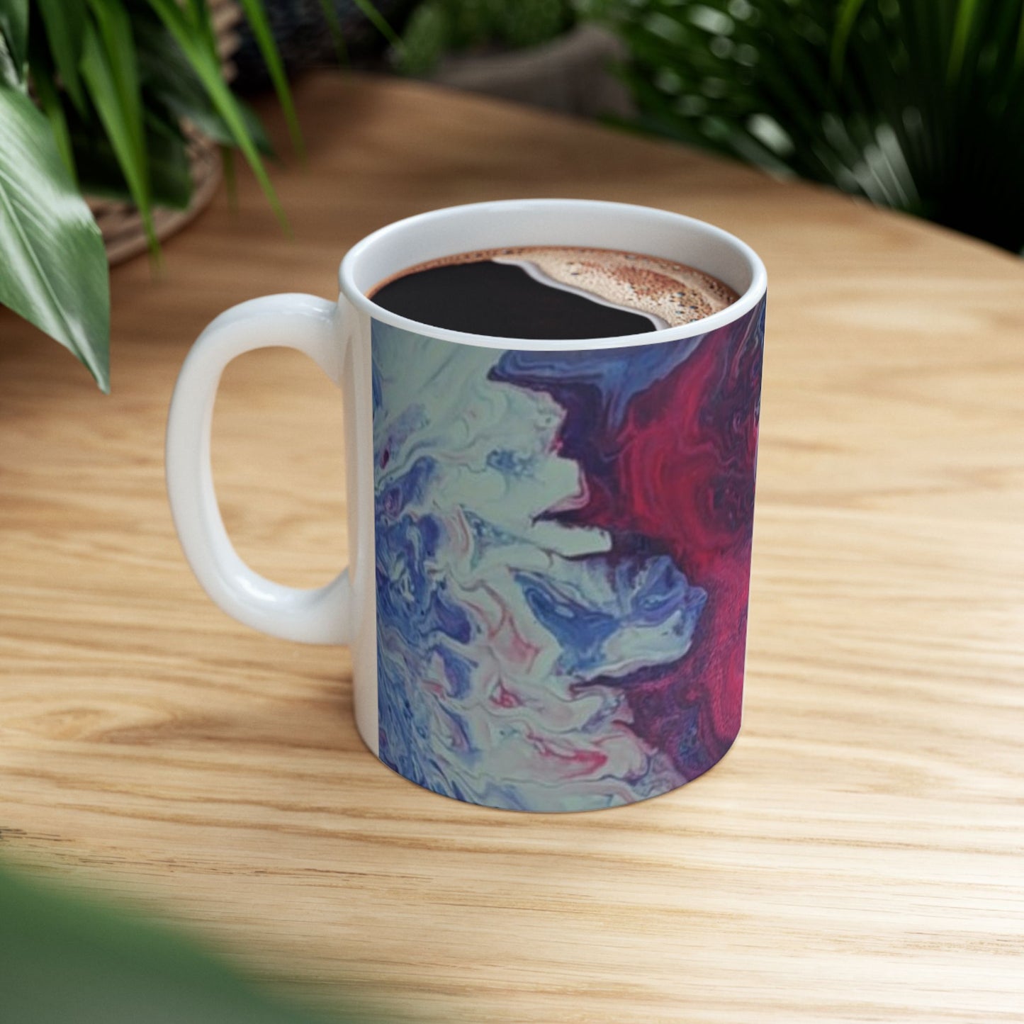 Acrylice pour design - Artistic Abstract Ceramic Mug - Unique Colorful Design (11oz)