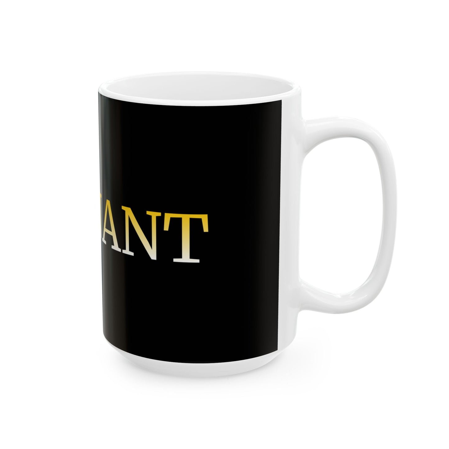 REMNANT Gold Lettering Black Ceramic Mug (11oz & 15oz) — Religious Coffee Cup, Christian Gift
