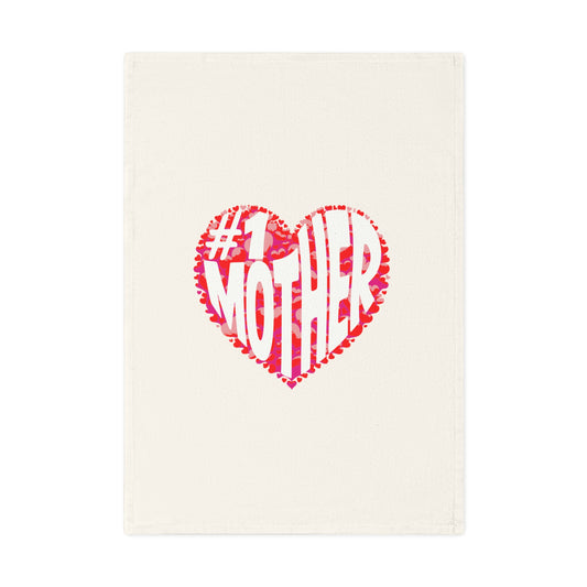 #1 Mother Cotton Tea Towel - Heart Design, Perfect Gift for Mom