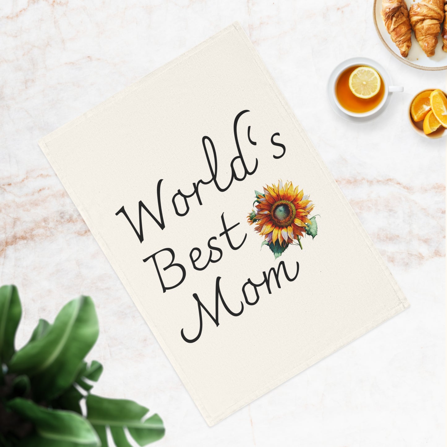 World's Best Mom Cotton Tea Towel - Perfect Gift for Mother's Day & Home Cooking