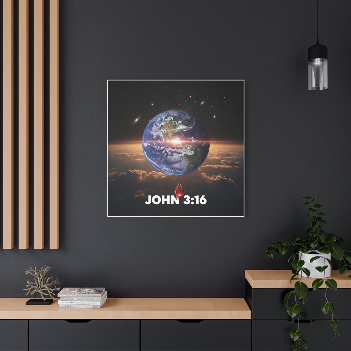John 3:16 Canvas Art - For God So Loved the World Christian Stretched Matte Wall Decor