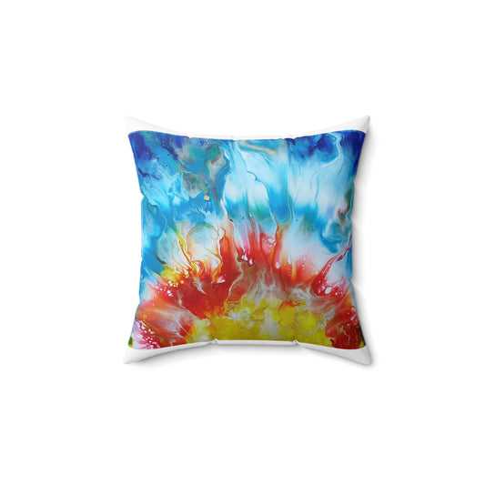 "Sunset" acrylic pour painting - Spun Polyester Square Pillow