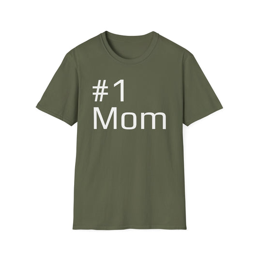 #1 Mom Unisex Softstyle T-Shirt — Military Green & Dark Hues, Mother's Day Gift (S–3XL)