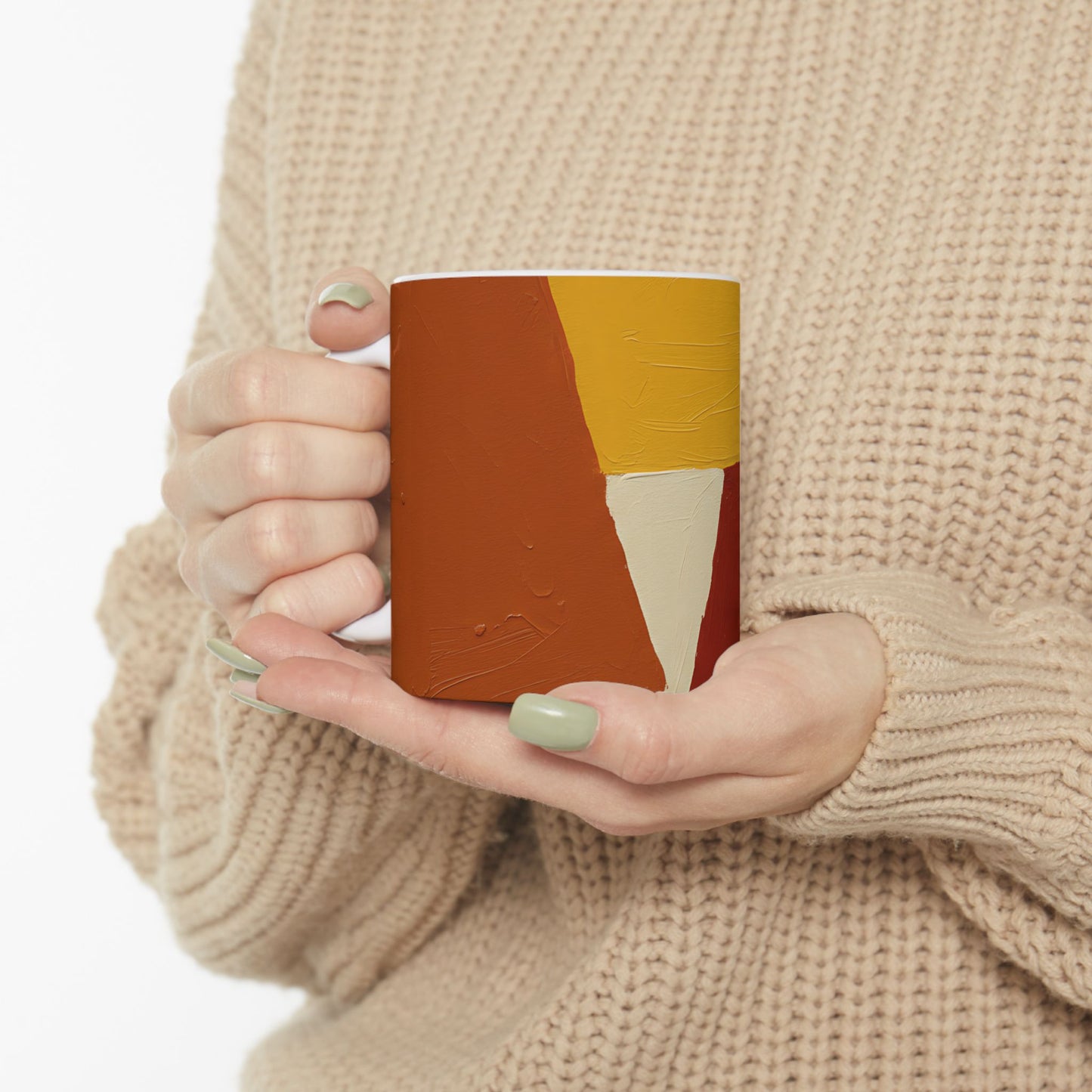 Abstract Earth Tones Mug — Modern Boho Ceramic Coffee Cup (11oz, 15oz)