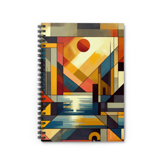 Artistic Ruled Spiral Notebook - Geometric Landscape Design