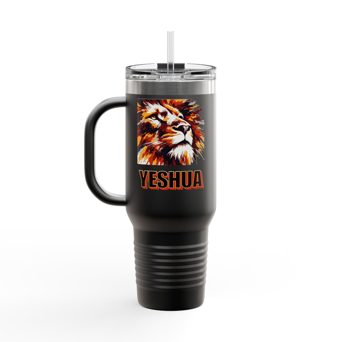 YESHUA 40oz Insulated Travel Mug - Inspirational Lion Design, Perfect for Hot & Cold Beverages