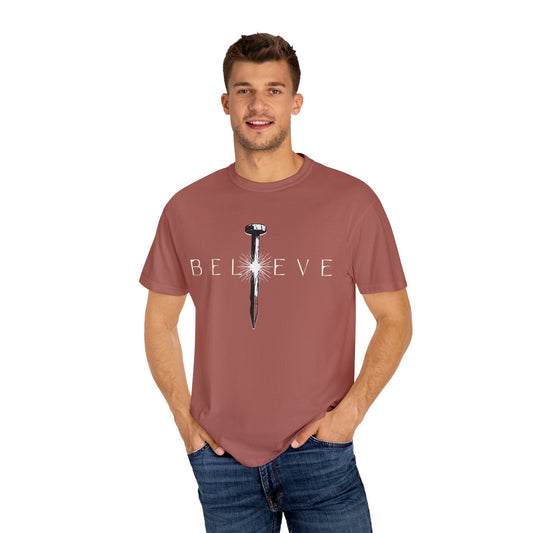 Unisex 'Believe' Garment-Dyed T-shirt - Inspirational Graphic Tee