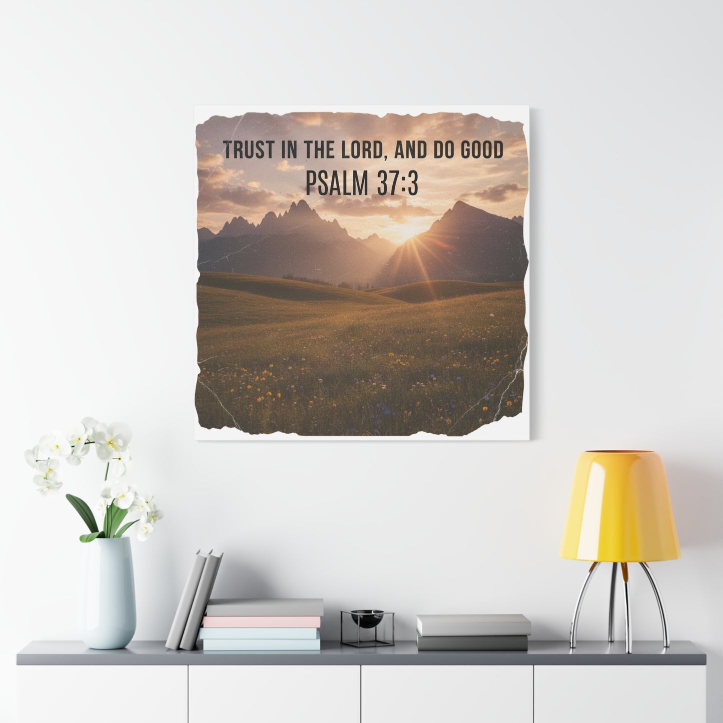 Psalm 37:3 Canvas Art - Trust in the Lord Rustic Nature Christian Stretched Matte Wall Decor