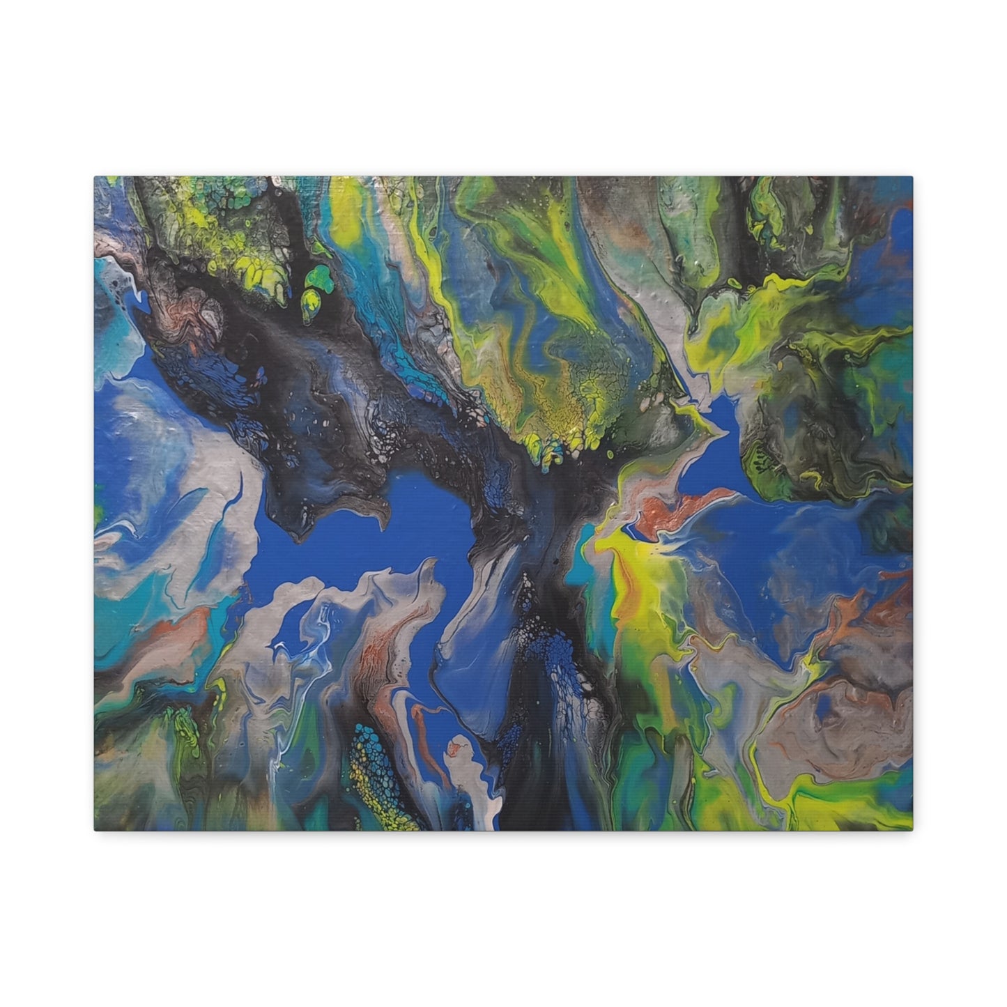 Abstract Ocean Flow Canvas Art - Fluid Blue and Green Stretched Matte Wall Decor