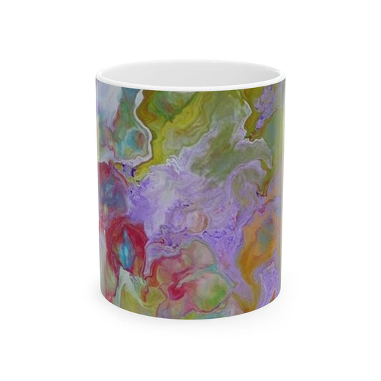 Acrylic pour design - Colorful Abstract Ceramic Mug - 11oz, Perfect for Hot Chocolate & Coffee Lovers