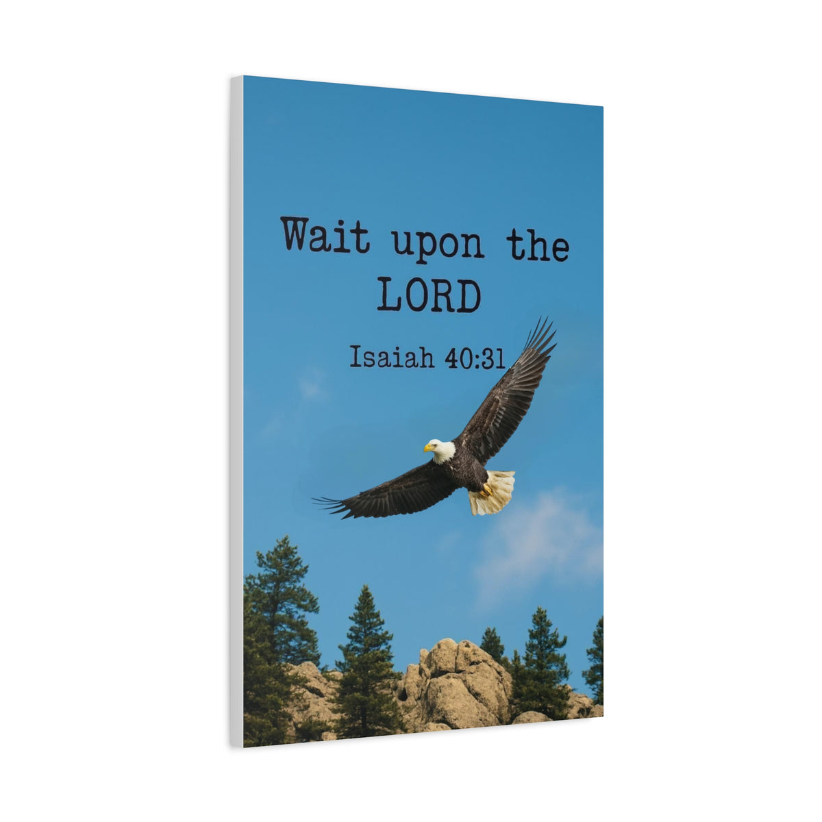 Isaiah 40:31 Eagle Canvas Art - Wait on the Lord Christian Stretched Matte Wall Decor