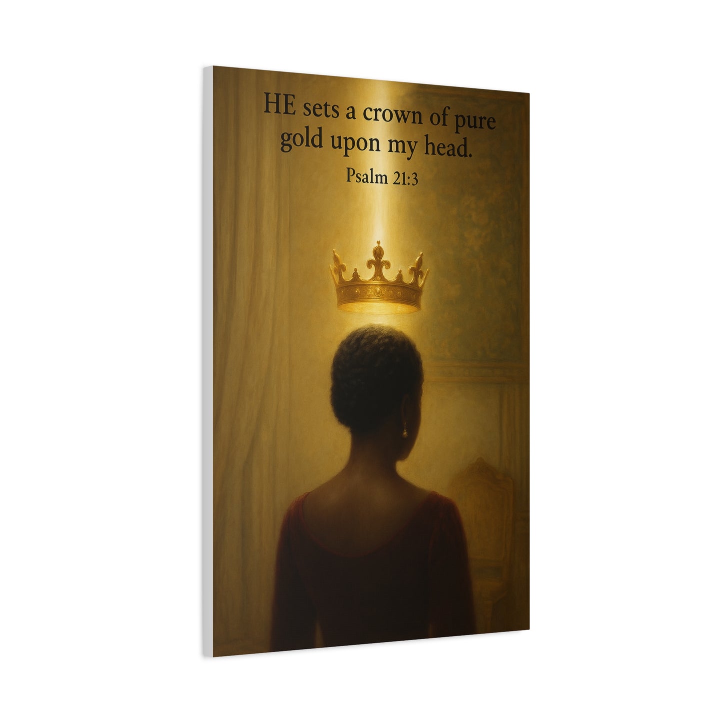 African Queen Crowned by God Canvas Art - Psalm 21:3 Christian Stretched Matte Wall Decor