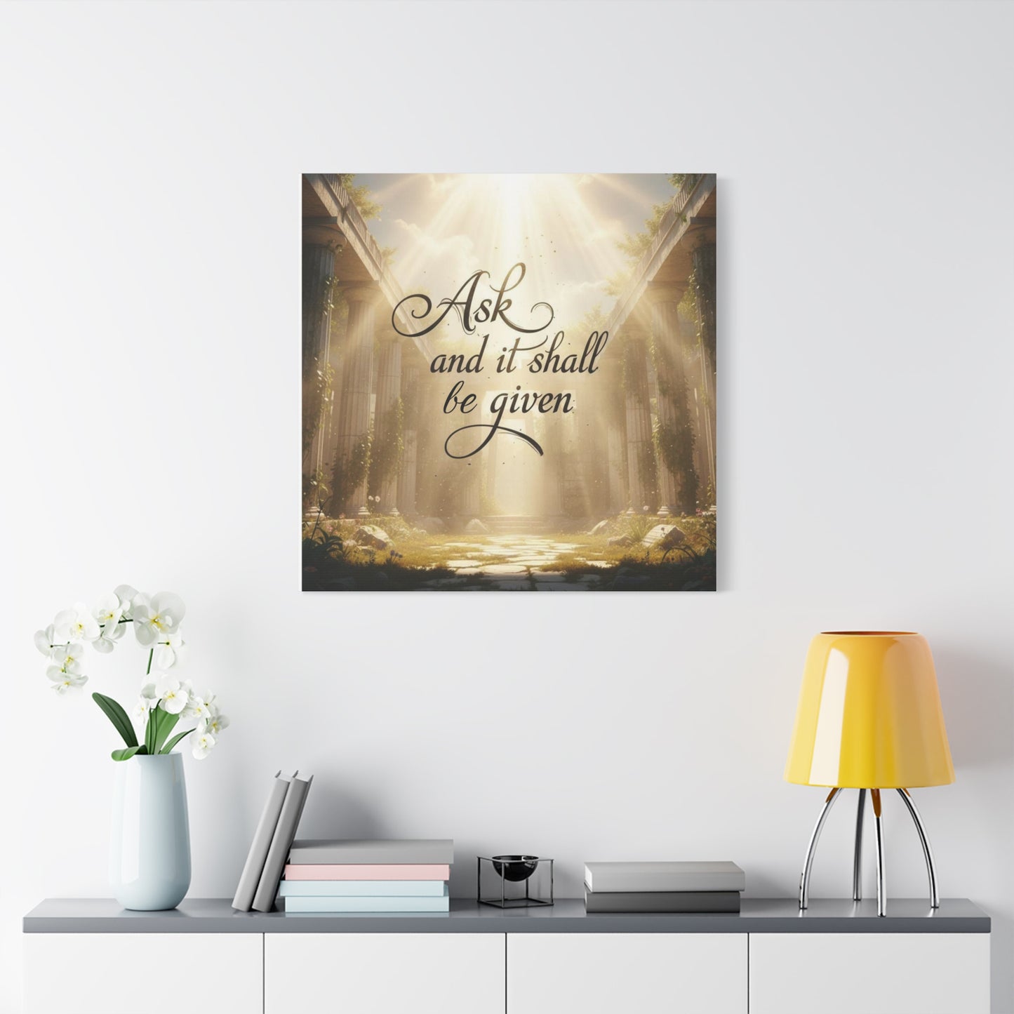 Ask and It Shall Be Given Canvas Art - Matthew 7:7 Christian Stretched Matte Wall Decor