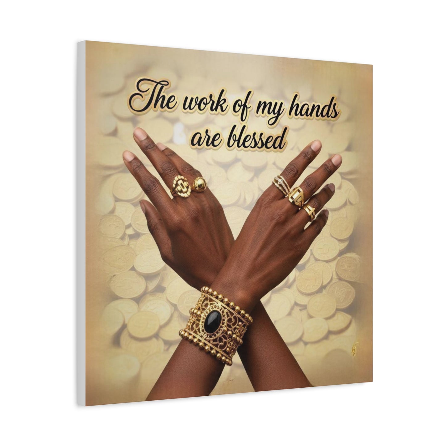 Blessed Hands Canvas Art - The Work of My Hands Are Blessed Stretched Matte Wall Decor