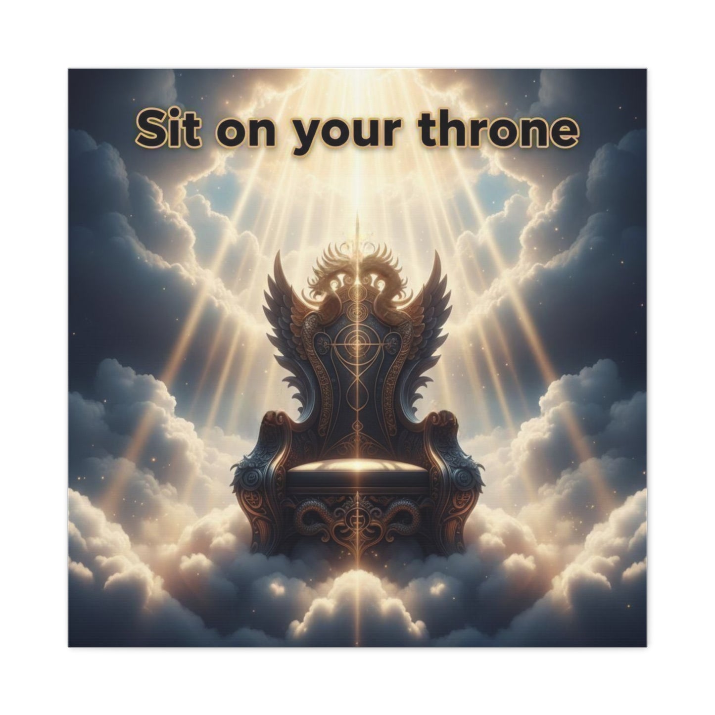 Majestic Throne Canvas Art - Heavenly Light Spiritual Christian Stretched Matte Wall Decor