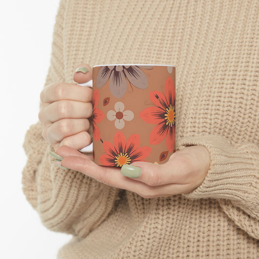 Autumn Blossom Ceramic Mug — Vintage Floral Coffee Cup (11oz/15oz)