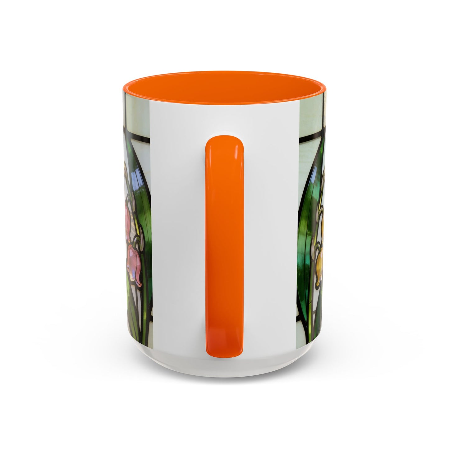 Stained Glass depiction of The Resurrected Tomb & Lily of the Valley Accent Coffee Mug — Christian Easter 11/15oz