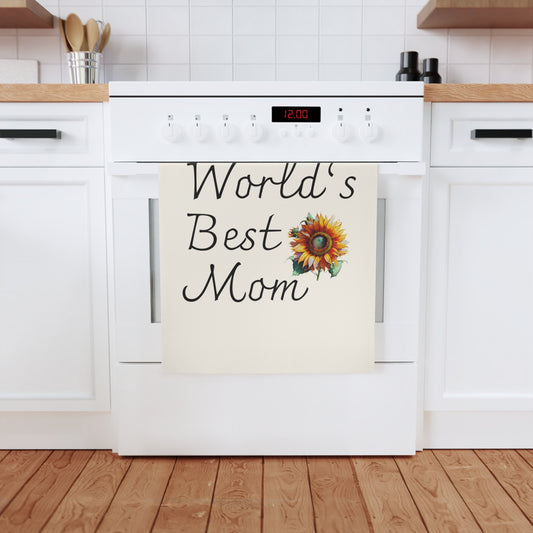 World's Best Mom Cotton Tea Towel - Perfect Gift for Mother's Day & Home Cooking
