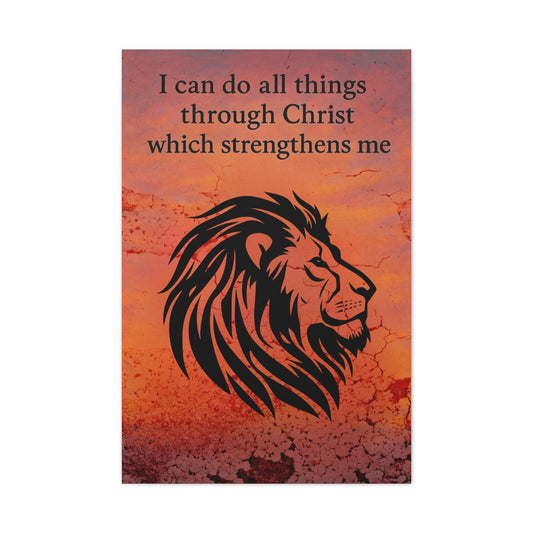 Lion of Judah Canvas Art - Christian Bible Verse Stretched Matte Wall Decor