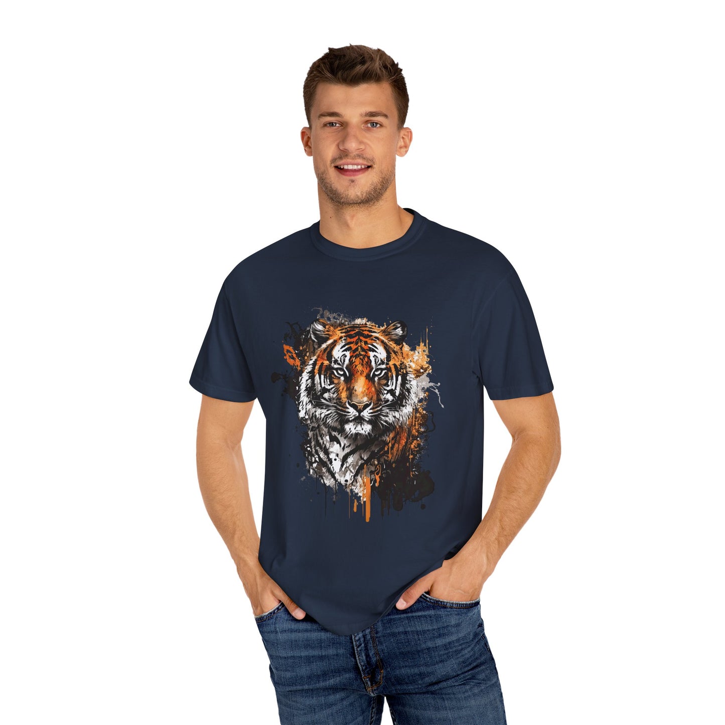 An abstract depiction of a tiger with vibrant colours Unisex T-Shirt