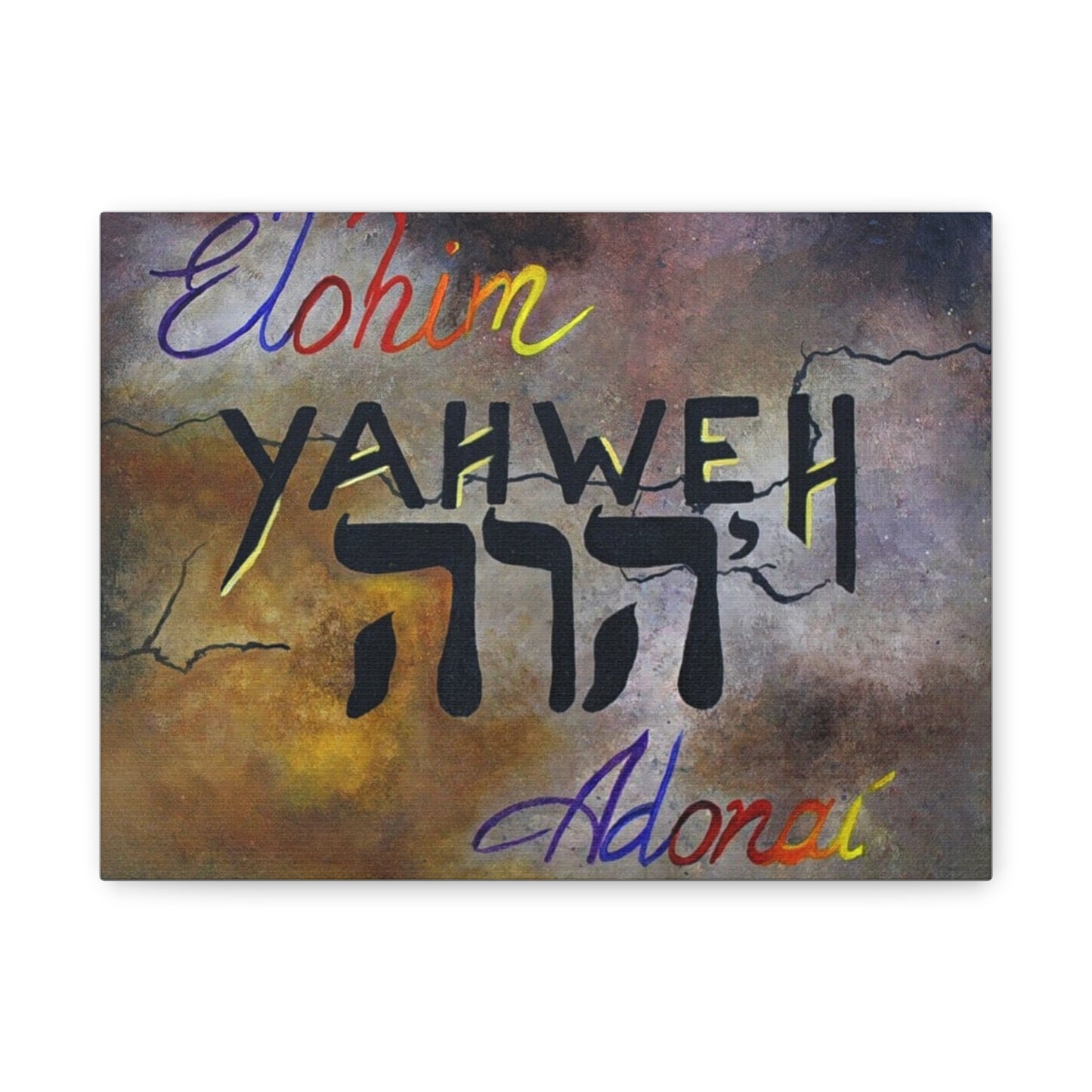 Inspirational Christian Wall Art - Yahweh, Elohim, Adonai Design