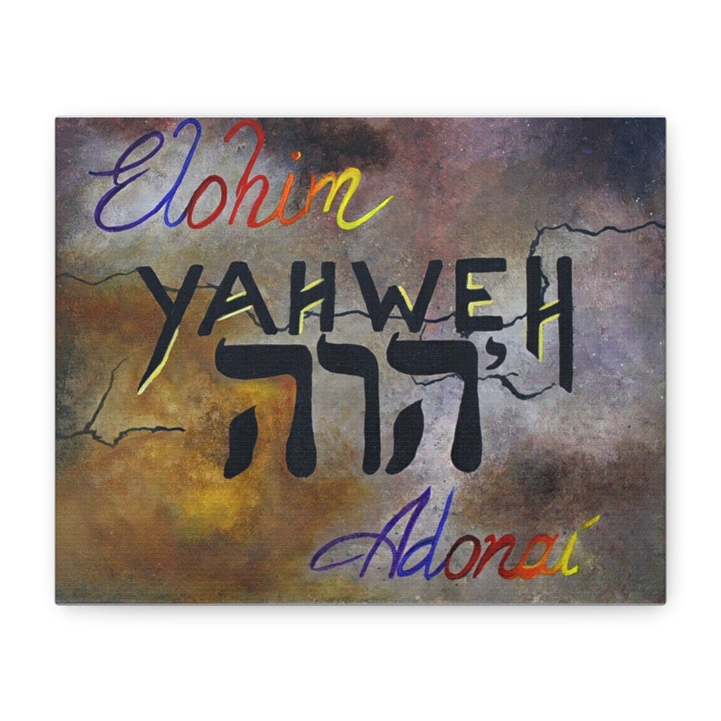 Inspirational Christian Wall Art - Yahweh, Elohim, Adonai Design