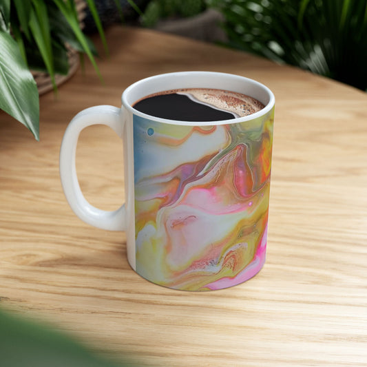 "Kindness" Fruit of the Spirit series - acrylic pour design - Abstract Colorful Ceramic Mug - Perfect for Coffee Lovers & Gift Giving